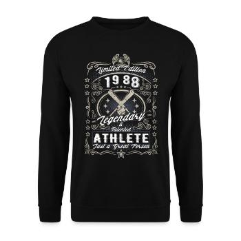 Vintage 1988 Baseball Cadeau d’anniversaire Hobby - Sweat-shirt Unisexe - noir - Devant - Alina (178cm) & Michal (187cm)