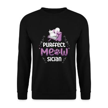Purffect Musicien Pianiste Cat Whisperer Kitty - Sweat-shirt Unisexe - noir - Devant - Alina (178cm) & Michal (187cm)