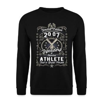 Vintage 2007 Baseball Geburtstag Geschenk Hobby - Unisex Pullover - Schwarz - Vorne - Alina (178cm) & Michal (187cm)