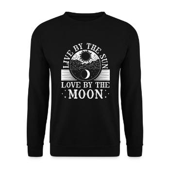 Live By The Sun Love By The Moon Phase Astronomy - Unisex Sweatshirt - black - Front - Alina (178cm) & Michal (187cm)