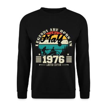 Mai 1976 Cadeau d'anniversaire mai 1976. May 1976. - Sweat-shirt Unisexe - noir - Devant - Alina (178cm) & Michal (187cm)