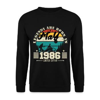 Mai 1986 Cadeau d'anniversaire mai 1986. May 1986. - Sweat-shirt Unisexe - noir - Devant - Alina (178cm) & Michal (187cm)