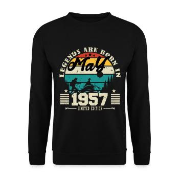 May 1957 Birthday present May 1957. May 1957. - Unisex Sweatshirt - black - Front - Alina (178cm) & Michal (187cm)