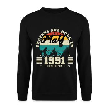 May 1991 Birthday gift May 1991. May 1991. - Unisex Sweatshirt - black - Front - Alina (178cm) & Michal (187cm)