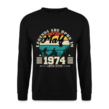 May 1974 Birthday present May 1974. May 1974. - Unisex Sweatshirt - black - Front - Alina (178cm) & Michal (187cm)