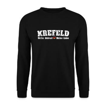 Krefeld Meine Heimat meine Liebe Herz - Unisex Pullover - Schwarz - Vorne - Alina (178cm) & Michal (187cm)