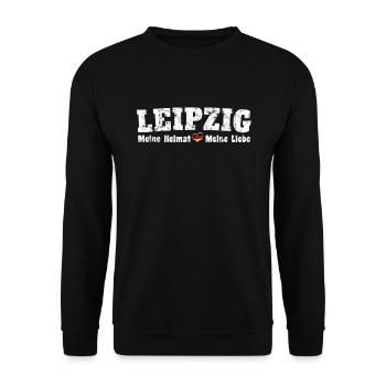Leipzig Meine Heimat meine Liebe Herz - Unisex Pullover - Schwarz - Vorne - Alina (178cm) & Michal (187cm)