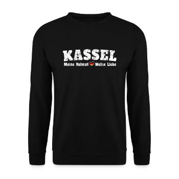 Kassel Meine Heimat meine Liebe Herz - Unisex Pullover - Schwarz - Vorne - Alina (178cm) & Michal (187cm)