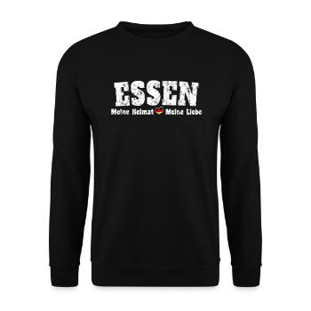 Essen Meine Heimat meine Liebe Herz - Unisex Pullover - Schwarz - Vorne - Alina (178cm) & Michal (187cm)