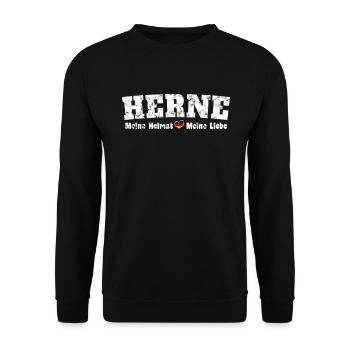 Herne Meine Heimat meine Liebe Herz - Unisex Pullover - Schwarz - Vorne - Alina (178cm) & Michal (187cm)