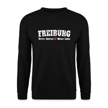 Freiburg Meine Heimat meine Liebe Herz - Unisex Pullover - Schwarz - Vorne - Alina (178cm) & Michal (187cm)