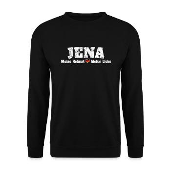 Jena Meine Heimat meine Liebe Herz - Unisex Pullover - Schwarz - Vorne - Alina (178cm) & Michal (187cm)