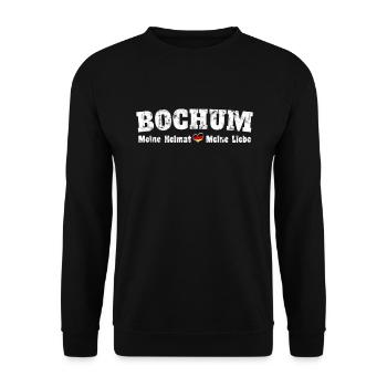 Bochum Meine Heimat meine Liebe Herz - Unisex Pullover - Schwarz - Vorne - Alina (178cm) & Michal (187cm)