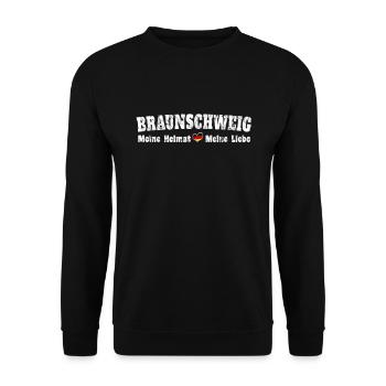 Braunschweig Meine Heimat meine Liebe Herz - Unisex Pullover - Schwarz - Vorne - Alina (178cm) & Michal (187cm)