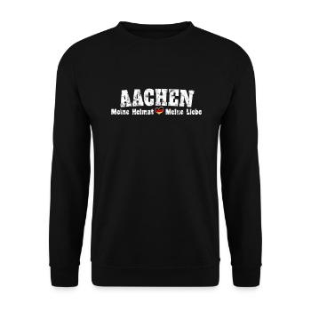 Aachen Meine Heimat meine Liebe Herz - Unisex Pullover - Schwarz - Vorne - Alina (178cm) & Michal (187cm)
