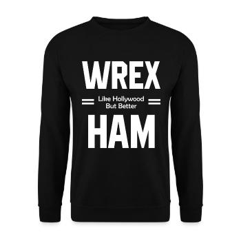 Wrexham Like Hollywood - Wales Football Gift - Unisex Sweatshirt - black - Front - Alina (178cm) & Michal (187cm)