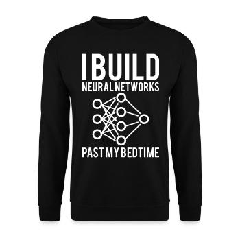 Funny I Build Neural Network Past My Bedtime For M - Unisex Sweatshirt - black - Front - Alina (178cm) & Michal (187cm)