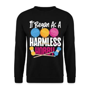 Knitting Knitter It Began As A - Unisex Sweatshirt - black - Front - Alina (178cm) & Michal (187cm)