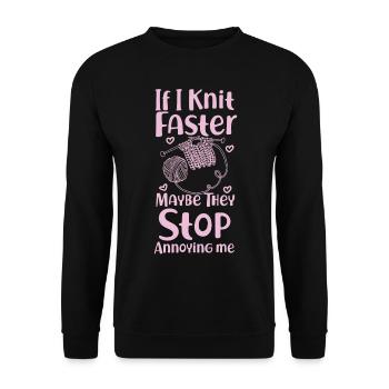 Tricoter si je tricote plus vite - Sweat-shirt Unisexe - noir - Devant - Alina (178cm) & Michal (187cm)