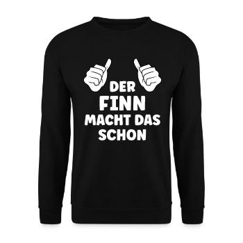 Finn Lustiger Spruch Vorname Name Finn - Unisex Pullover - Schwarz - Vorne - Alina (178cm) & Michal (187cm)