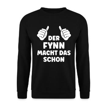 Fynn Lustiger Spruch Vorname Name Fynn - Unisex Pullover - Schwarz - Vorne - Alina (178cm) & Michal (187cm)