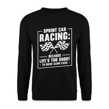 Sprint Car Dirt Track Racing - Unisex Sweatshirt - black - Front - Alina (178cm) & Michal (187cm)