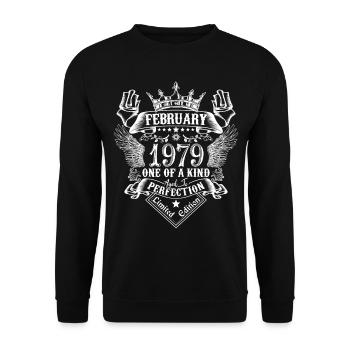 Février 1979 anniversaire Février 1979 Février - Sweat-shirt Unisexe - noir - Devant - Alina (178cm) & Michal (187cm)