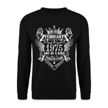 Février 1975 anniversaire Février 1975 Février - Sweat-shirt Unisexe - noir - Devant - Alina (178cm) & Michal (187cm)
