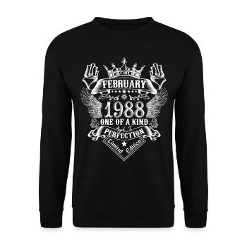 Février 1988 anniversaire Février 1988 Février - Sweat-shirt Unisexe - noir - Devant - Alina (178cm) & Michal (187cm)