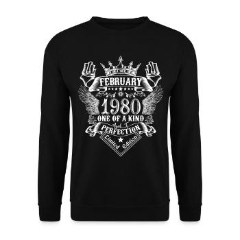 Février 1980 anniversaire Février 1980 Février - Sweat-shirt Unisexe - noir - Devant - Alina (178cm) & Michal (187cm)