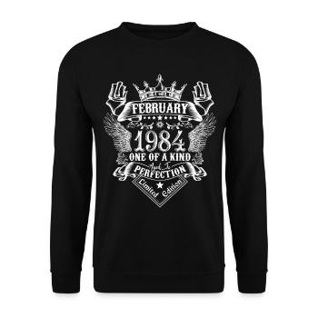 Février 1984 anniversaire Février 1984 Février - Sweat-shirt Unisexe - noir - Devant - Alina (178cm) & Michal (187cm)