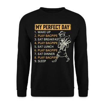 Bagpipe Player Day Plan Bagpipe Musician Bagpiper - Unisex Pullover - Schwarz - Vorne - Alina (178cm) & Michal (187cm)