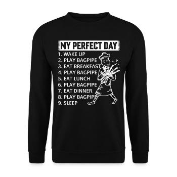 My Perfect Day Bagpiper Bagpipe Musicien Bagpipe P - Sweat-shirt Unisexe - noir - Devant - Alina (178cm) & Michal (187cm)