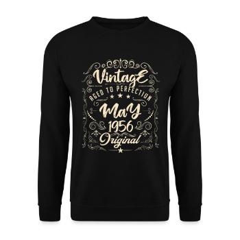 Vintage born in May 1956. Birthday May 1956. - Unisex Sweatshirt - black - Front - Alina (178cm) & Michal (187cm)