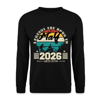 Mai 2026 Cadeau d'anniversaire mai 2026. May 2026. - Sweat-shirt Unisexe - noir - Devant - Alina (178cm) & Michal (187cm)