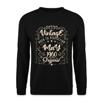 Vintage born in May 1960. Birthday May 1960. - Unisex Sweatshirt - black - Front - Alina (178cm) & Michal (187cm)