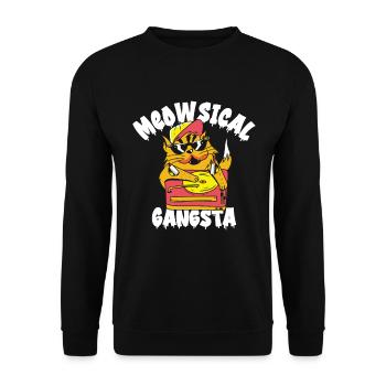 Musical Gangsta Party DJ Music Cat Owner Pet - Unisex Sweatshirt - black - Front - Alina (178cm) & Michal (187cm)