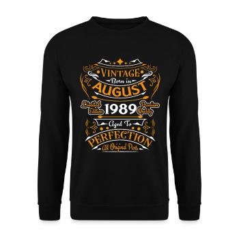 August 1989 Vintage Retro Jubiläum - Unisex Pullover - Schwarz - Vorne - Alina (178cm) & Michal (187cm)