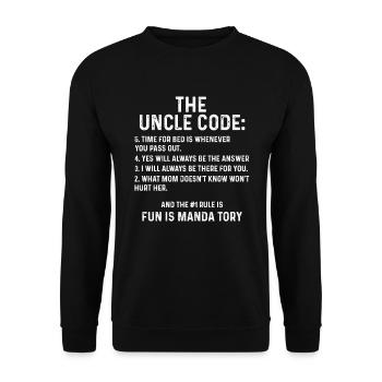 Funny Uncle Gifts From Niece Nephew The Uncle Code - Unisex Sweatshirt - black - Front - Alina (178cm) & Michal (187cm)