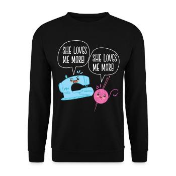 Knitting Knitter Coffee She Loves - Unisex Sweatshirt - black - Front - Alina (178cm) & Michal (187cm)
