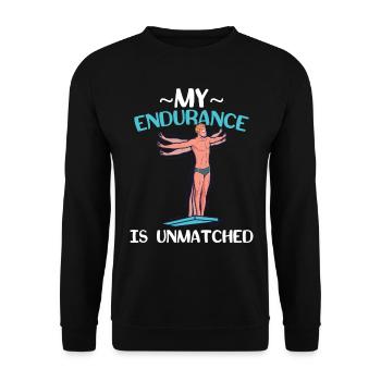 My endurance is second to none Pool diving - Unisex Sweatshirt - black - Front - Alina (178cm) & Michal (187cm)