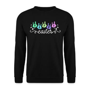 Happy Easter Rabbit Egg Decor Christian - Unisex Sweatshirt - black - Front - Alina (178cm) & Michal (187cm)