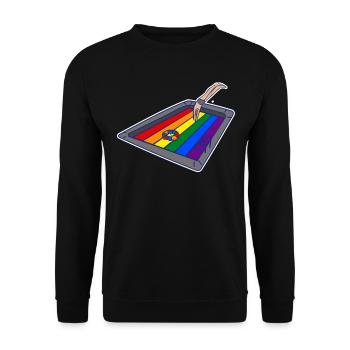 Lgbtq Regenbogen Stolz Schwimmbad Wassersport - Unisex Pullover - Schwarz - Vorne - Alina (178cm) & Michal (187cm)
