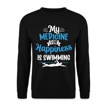 Meine Medizin Zum Glücklichsein Ist Schwimmen - Unisex Pullover - Schwarz - Vorne - Alina (178cm) & Michal (187cm)