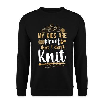 Knitting Knitter My Kids Are Proof - Unisex Pullover - Schwarz - Vorne - Alina (178cm) & Michal (187cm)
