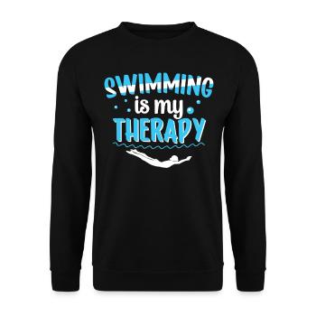 Schwimmen Ist Meine Therapie Sportlerin - Unisex Pullover - Schwarz - Vorne - Alina (178cm) & Michal (187cm)
