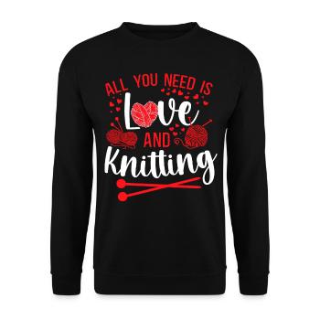 Knitting Knitter Hearts All You - Unisex Sweatshirt - black - Front - Alina (178cm) & Michal (187cm)