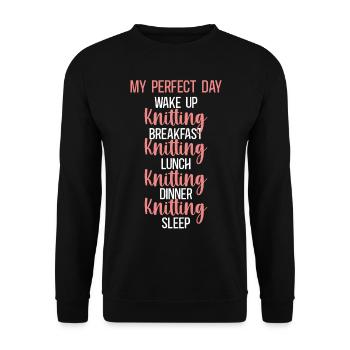 Knitting Knitter My Perfect Day - Unisex Pullover - Schwarz - Vorne - Alina (178cm) & Michal (187cm)