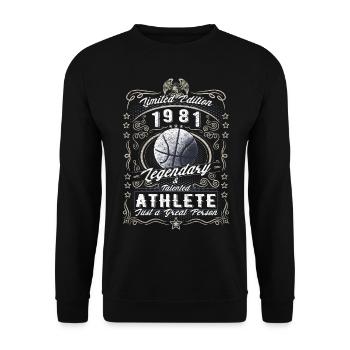 Vintage 1981 Basketball Cadeau d’anniversaire Hobby - Sweat-shirt Unisexe - noir - Devant - Alina (178cm) & Michal (187cm)