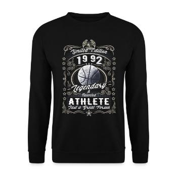 Vintage 1992 Basketball Birthday Gift Hobby - Unisex Sweatshirt - black - Front - Alina (178cm) & Michal (187cm)